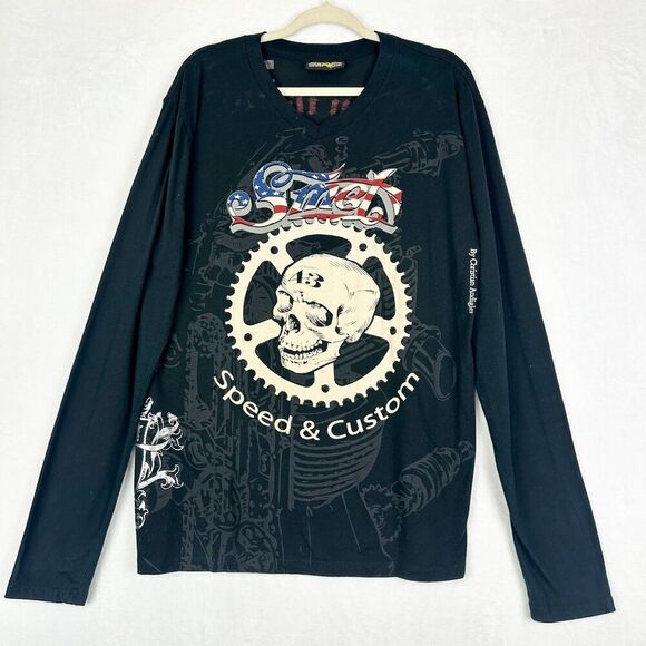 Smet By Christian Audigier Born On The Street Vintage Y2K Tee Shirt Size Large - Picture 1 of 9